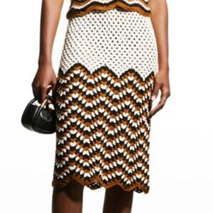 New Stella Pardo Paris Crochet Chevron Knit Skirt